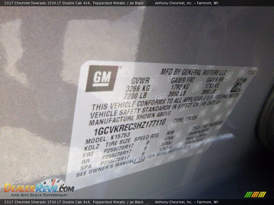 2017 Chevrolet Silverado 1500 LT Double Cab 4x4 Pepperdust Metallic / Jet Black Photo #13