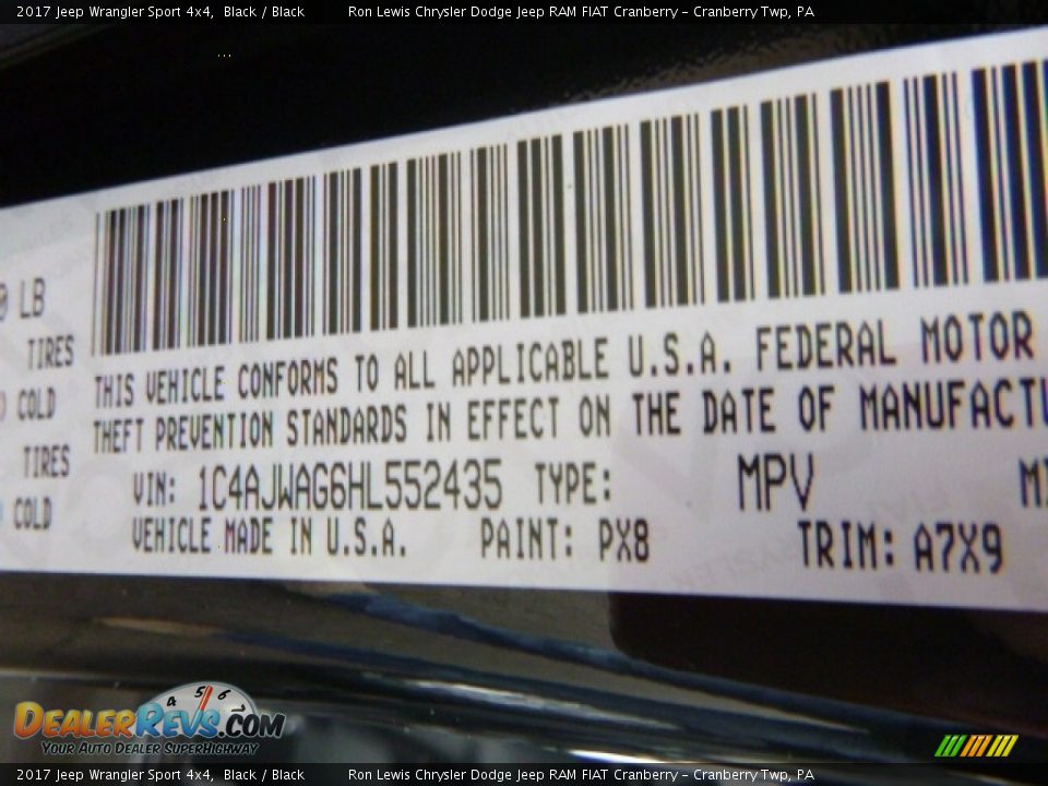 2017 Jeep Wrangler Sport 4x4 Black / Black Photo #18