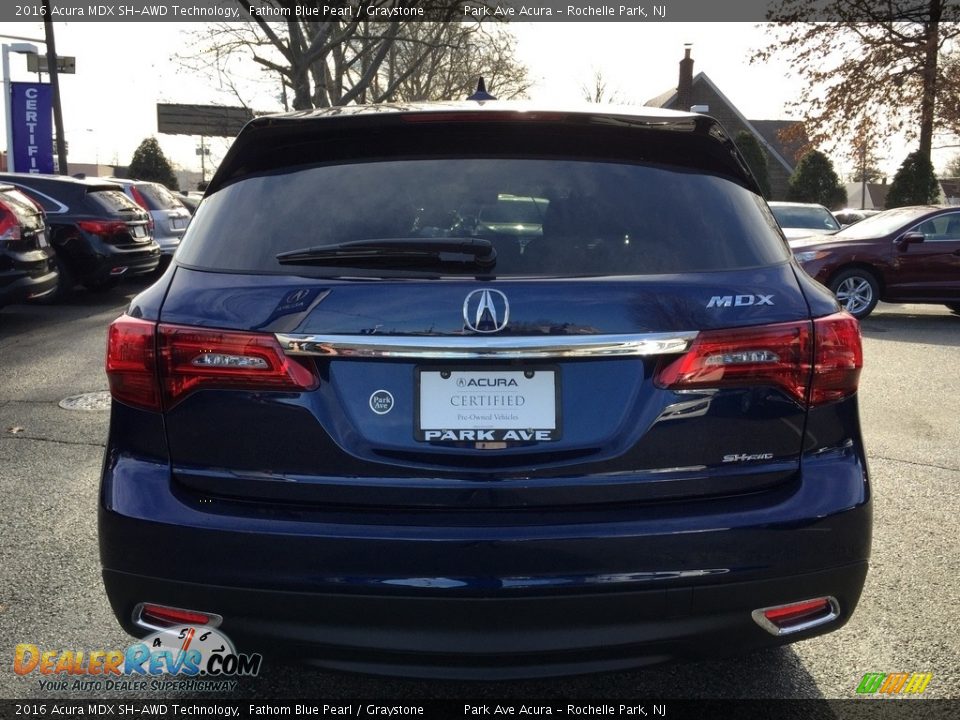 2016 Acura MDX SH-AWD Technology Fathom Blue Pearl / Graystone Photo #4