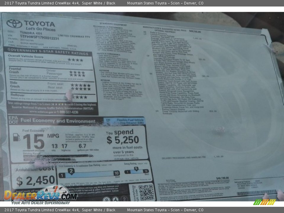 2017 Toyota Tundra Limited CrewMax 4x4 Super White / Black Photo #10