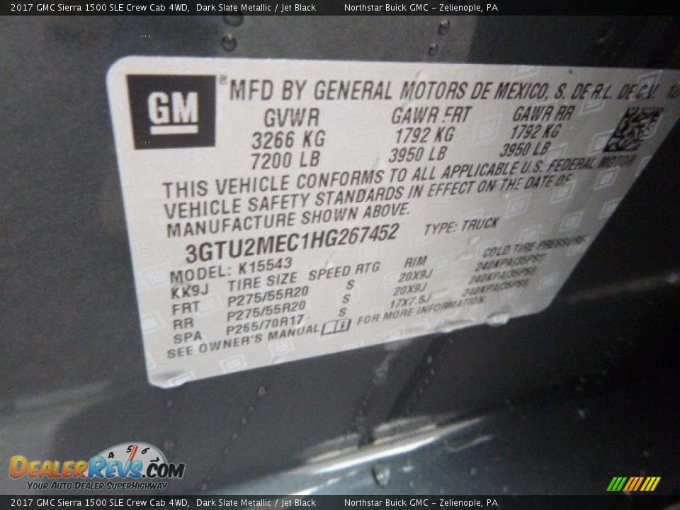 2017 GMC Sierra 1500 SLE Crew Cab 4WD Dark Slate Metallic / Jet Black Photo #14