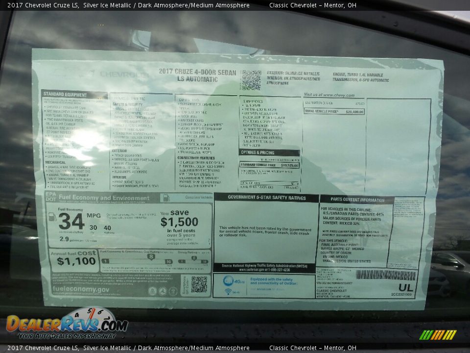 2017 Chevrolet Cruze LS Silver Ice Metallic / Dark Atmosphere/Medium Atmosphere Photo #6