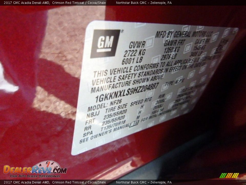 2017 GMC Acadia Denali AWD Crimson Red Tintcoat / Cocoa/Shale Photo #16