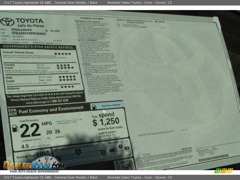 2017 Toyota Highlander SE AWD Celestial Silver Metallic / Black Photo #10