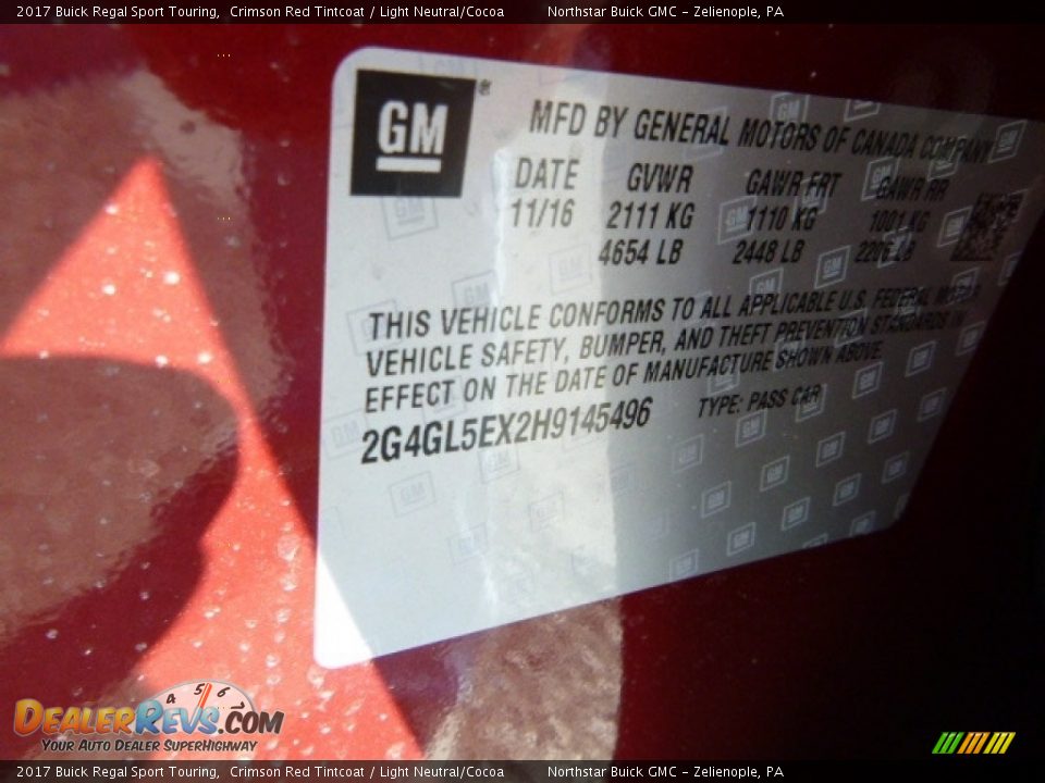 2017 Buick Regal Sport Touring Crimson Red Tintcoat / Light Neutral/Cocoa Photo #15
