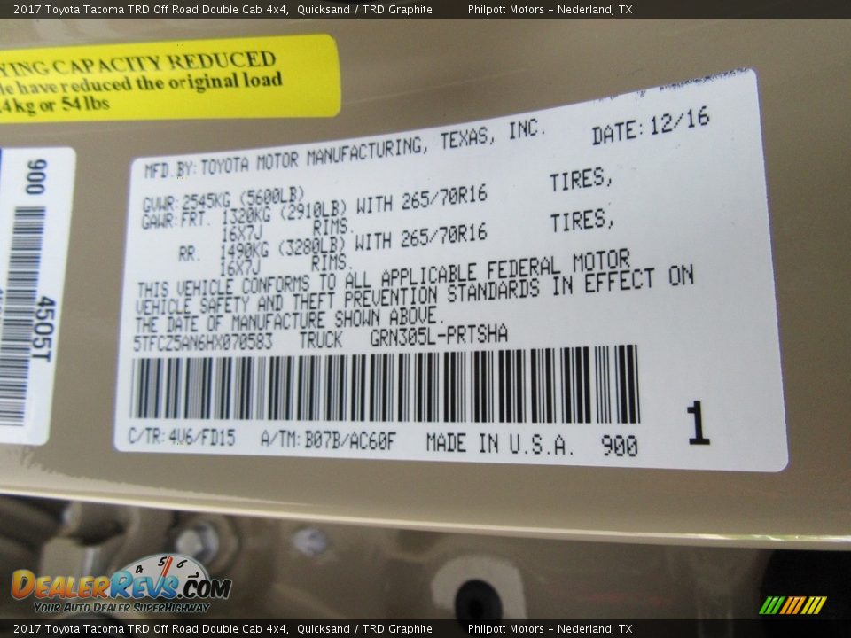2017 Toyota Tacoma TRD Off Road Double Cab 4x4 Quicksand / TRD Graphite Photo #36