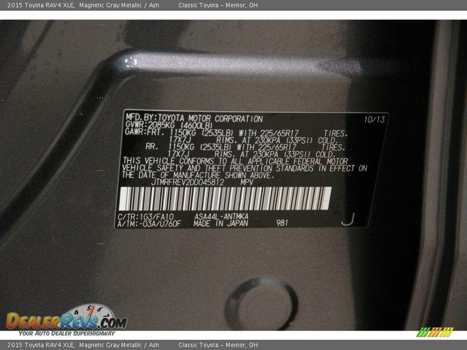 2015 Toyota RAV4 XLE Magnetic Gray Metallic / Ash Photo #18