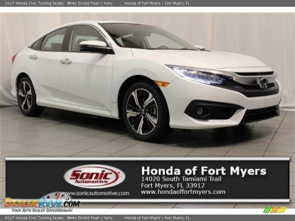 2017 Honda Civic Touring Sedan White Orchid Pearl / Ivory Photo #1