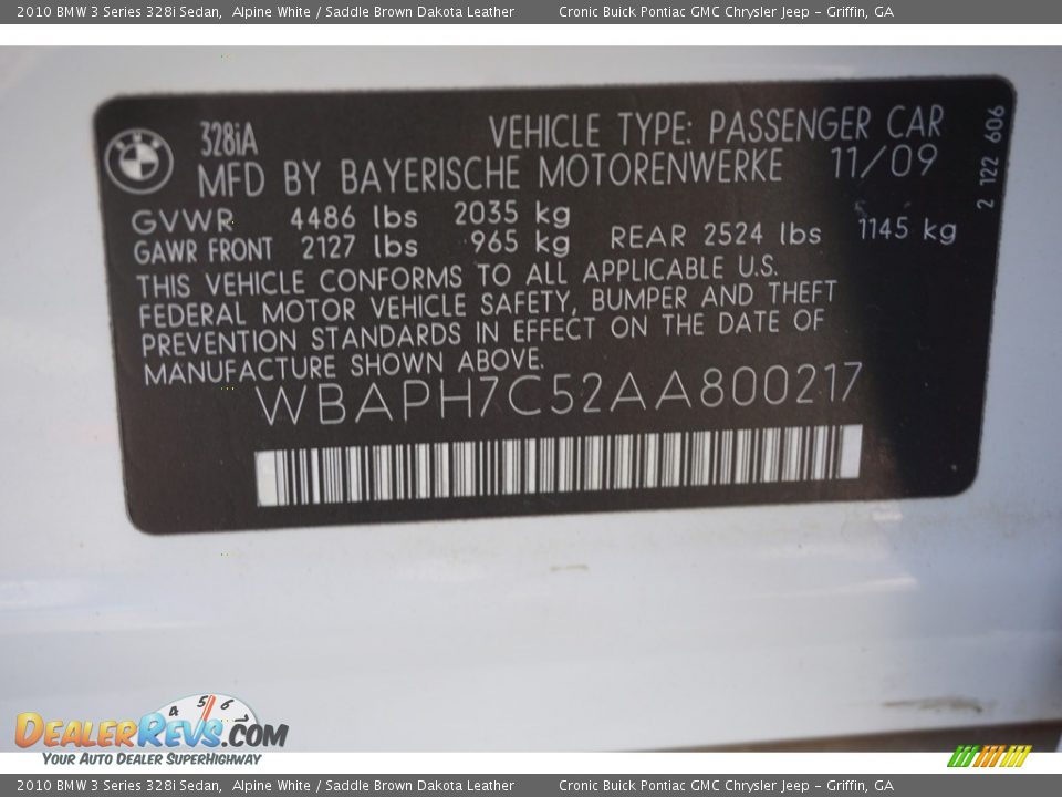 2010 BMW 3 Series 328i Sedan Alpine White / Saddle Brown Dakota Leather Photo #26