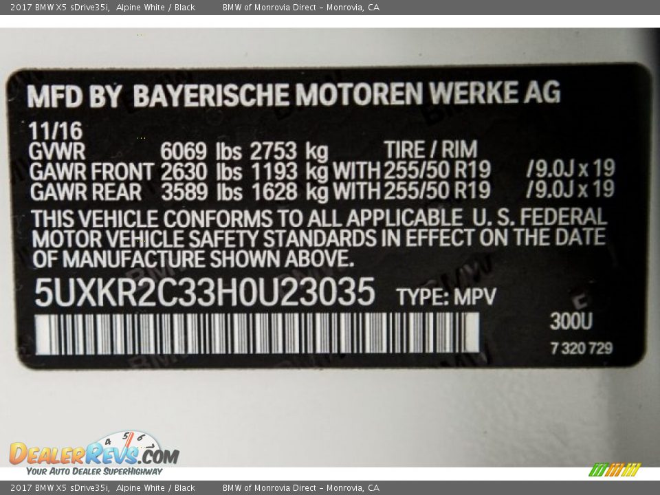 2017 BMW X5 sDrive35i Alpine White / Black Photo #11