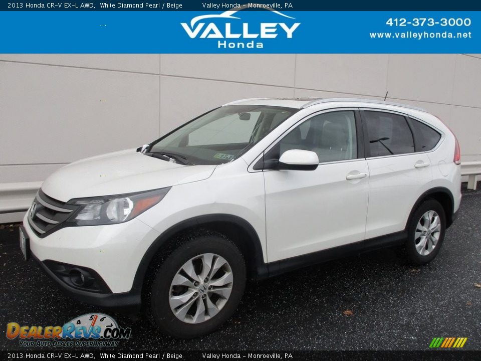 2013 Honda CR-V EX-L AWD White Diamond Pearl / Beige Photo #1