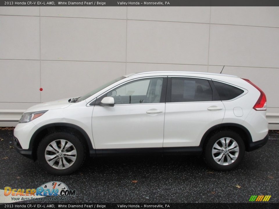 2013 Honda CR-V EX-L AWD White Diamond Pearl / Beige Photo #2