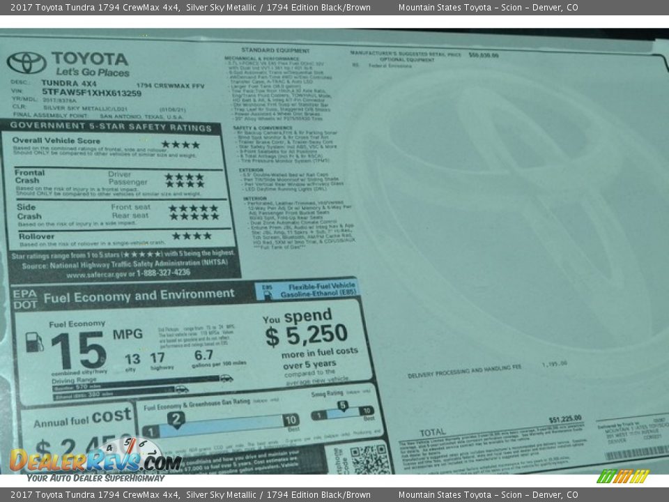 2017 Toyota Tundra 1794 CrewMax 4x4 Silver Sky Metallic / 1794 Edition Black/Brown Photo #10