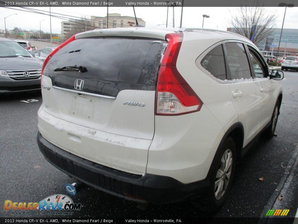 2013 Honda CR-V EX-L AWD White Diamond Pearl / Beige Photo #6