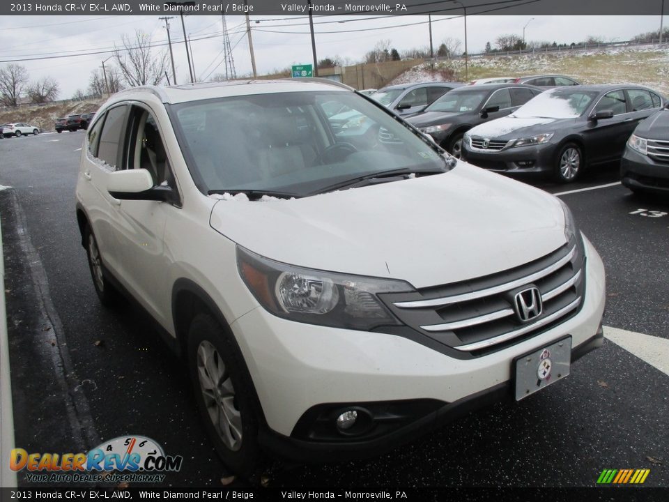 2013 Honda CR-V EX-L AWD White Diamond Pearl / Beige Photo #7