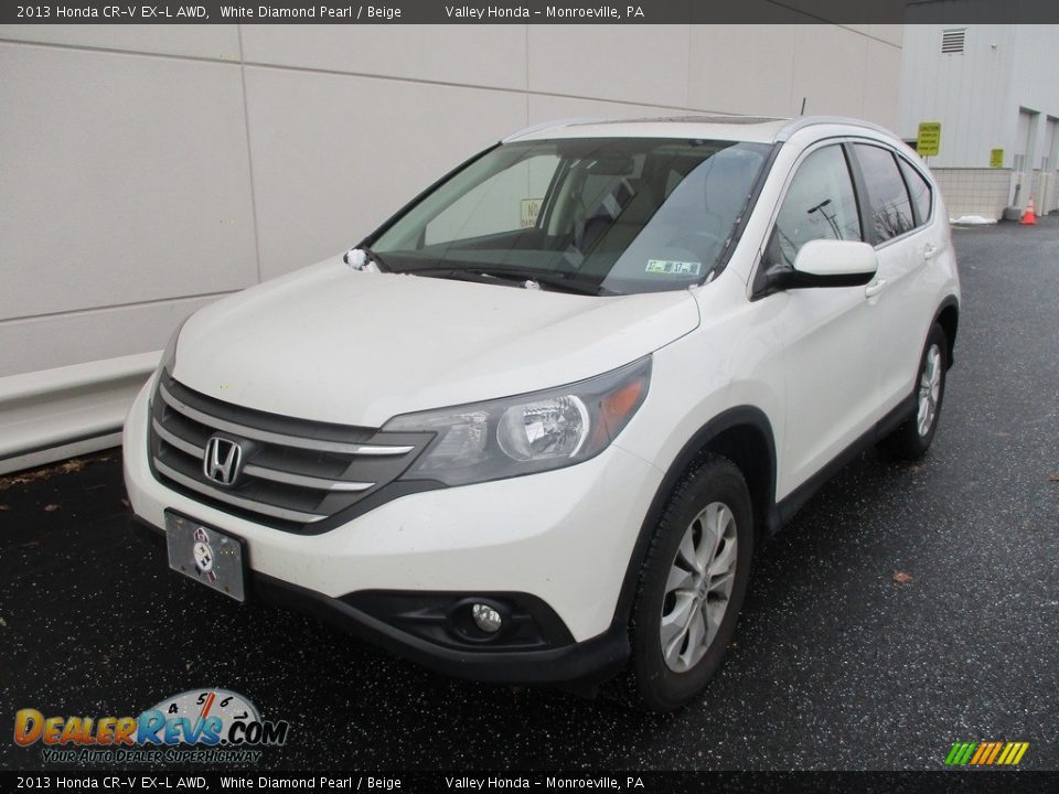 2013 Honda CR-V EX-L AWD White Diamond Pearl / Beige Photo #9