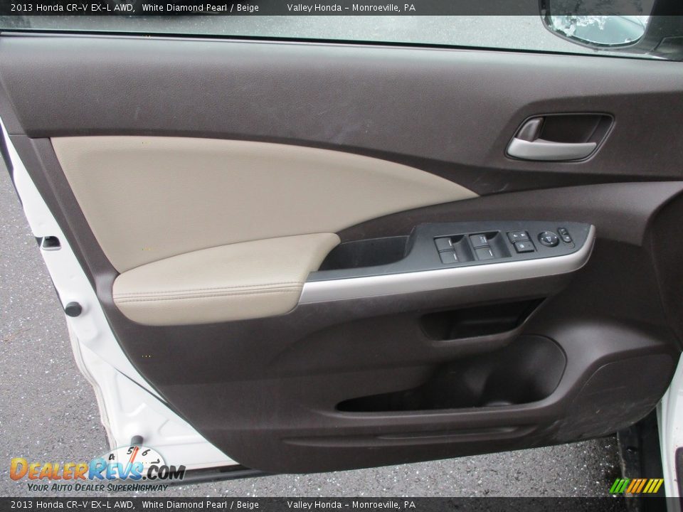 2013 Honda CR-V EX-L AWD White Diamond Pearl / Beige Photo #10
