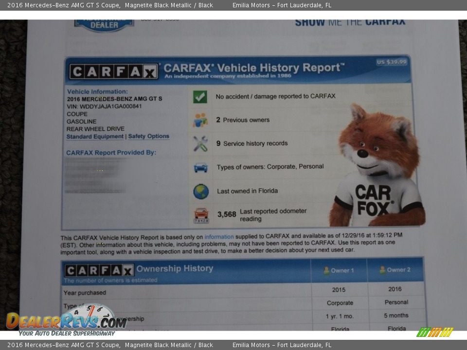 Dealer Info of 2016 Mercedes-Benz AMG GT S Coupe Photo #71