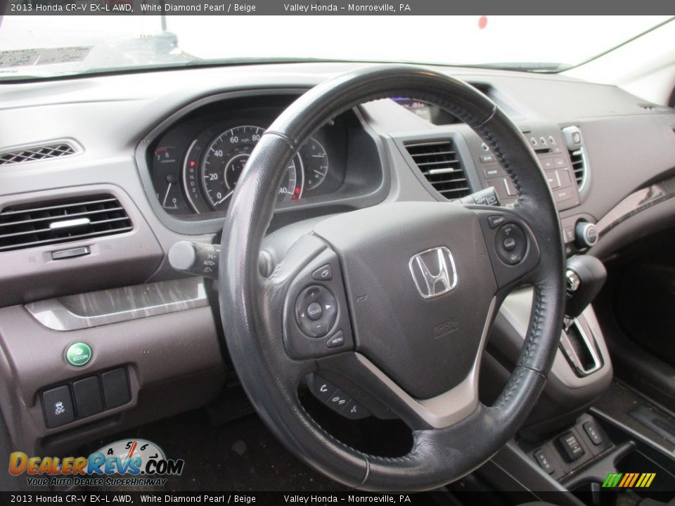 2013 Honda CR-V EX-L AWD White Diamond Pearl / Beige Photo #14