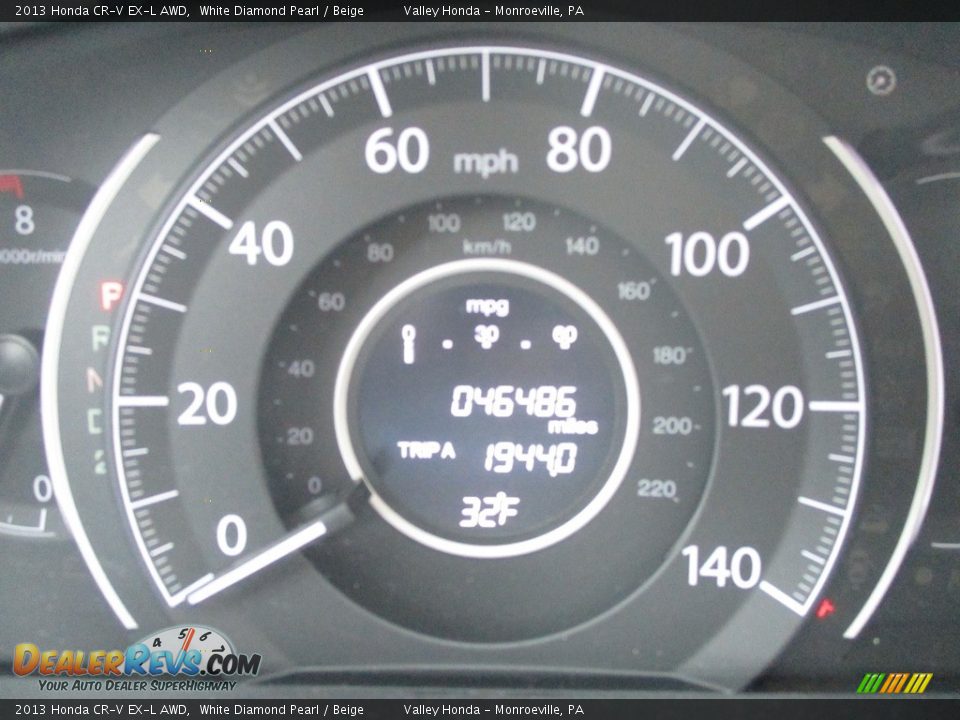 2013 Honda CR-V EX-L AWD White Diamond Pearl / Beige Photo #20