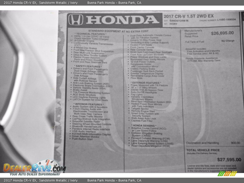 2017 Honda CR-V EX Window Sticker Photo #18