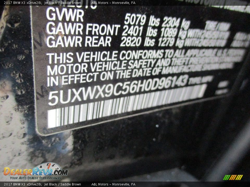 2017 BMW X3 xDrive28i Jet Black / Saddle Brown Photo #19