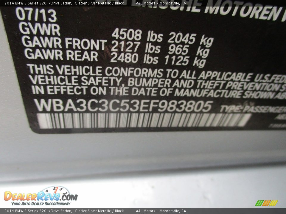 2014 BMW 3 Series 320i xDrive Sedan Glacier Silver Metallic / Black Photo #19