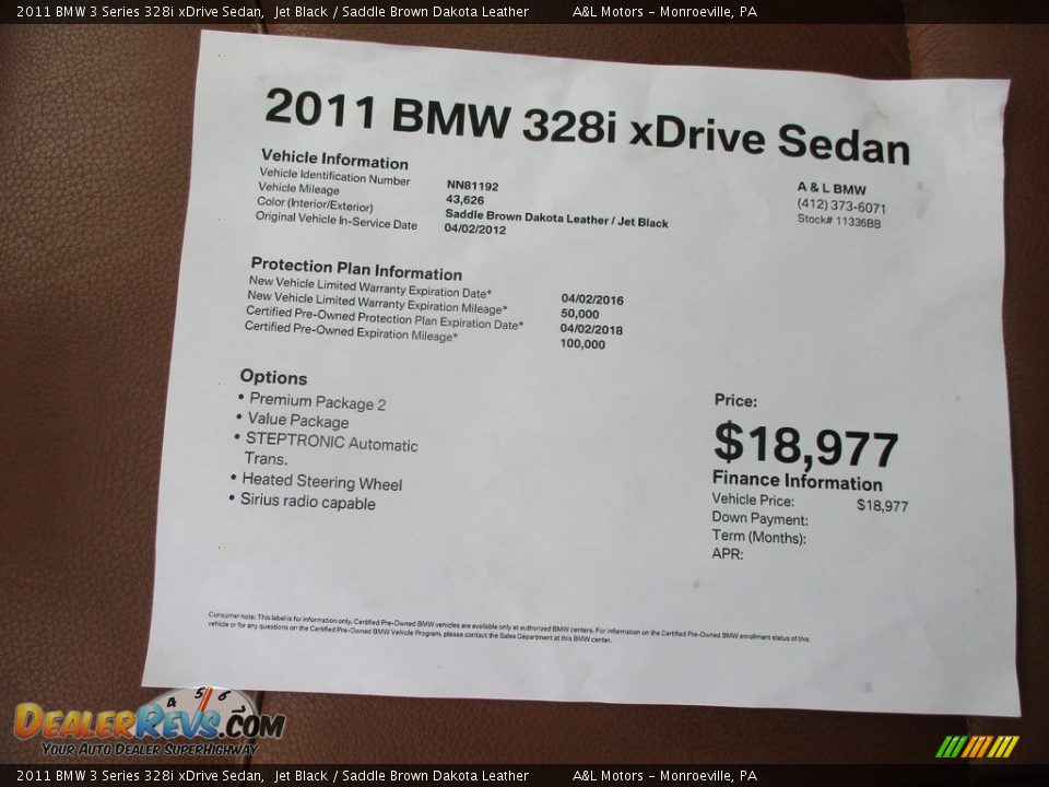 2011 BMW 3 Series 328i xDrive Sedan Jet Black / Saddle Brown Dakota Leather Photo #12