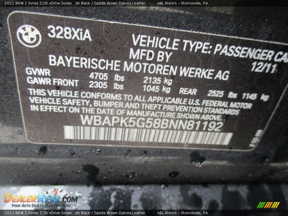 2011 BMW 3 Series 328i xDrive Sedan Jet Black / Saddle Brown Dakota Leather Photo #19