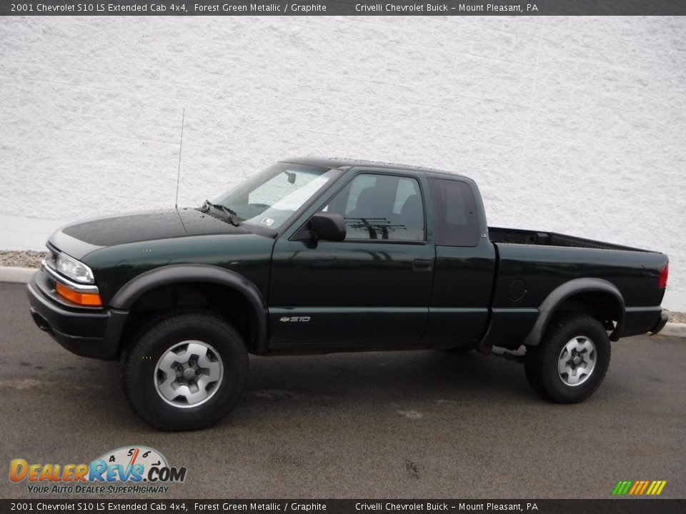2001 Chevrolet S10 LS Extended Cab 4x4 Forest Green Metallic / Graphite Photo #2