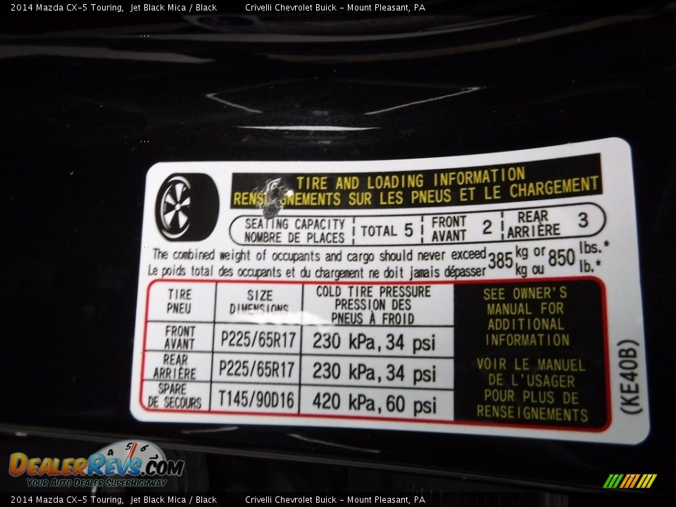 2014 Mazda CX-5 Touring Jet Black Mica / Black Photo #33