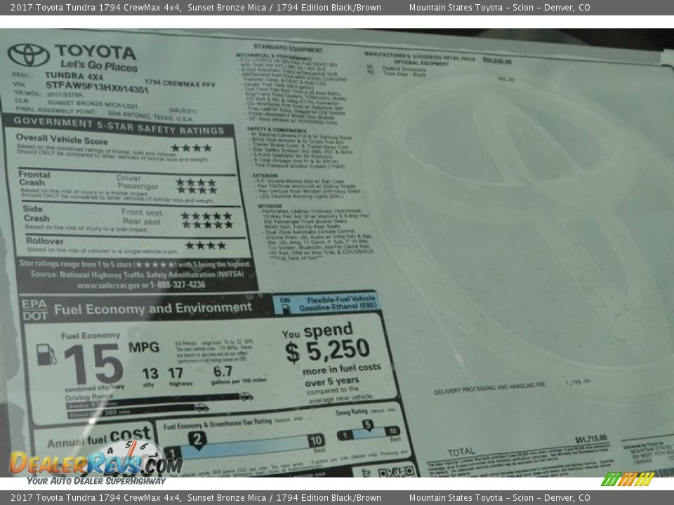 2017 Toyota Tundra 1794 CrewMax 4x4 Sunset Bronze Mica / 1794 Edition Black/Brown Photo #10
