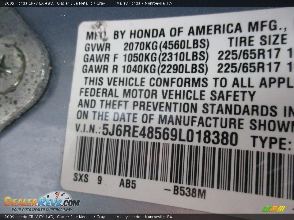 2009 Honda CR-V EX 4WD Glacier Blue Metallic / Gray Photo #19