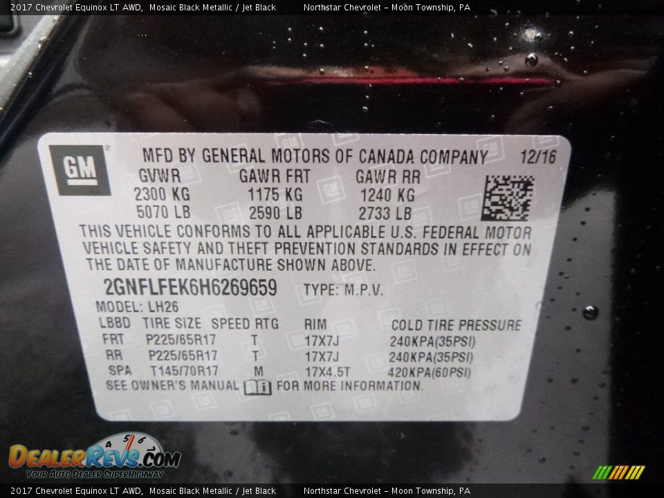 2017 Chevrolet Equinox LT AWD Mosaic Black Metallic / Jet Black Photo #15