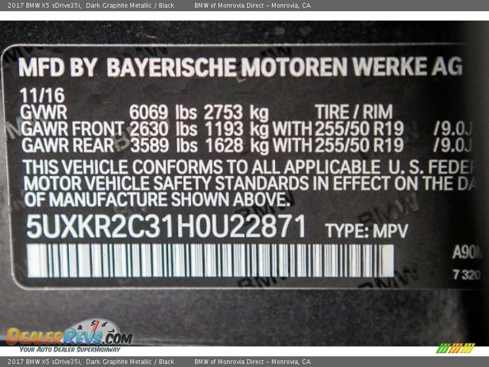 2017 BMW X5 sDrive35i Dark Graphite Metallic / Black Photo #11