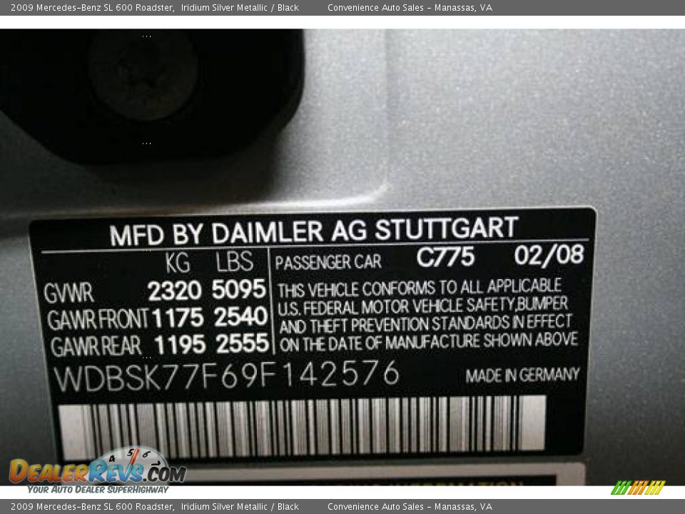 2009 Mercedes-Benz SL 600 Roadster Iridium Silver Metallic / Black Photo #8
