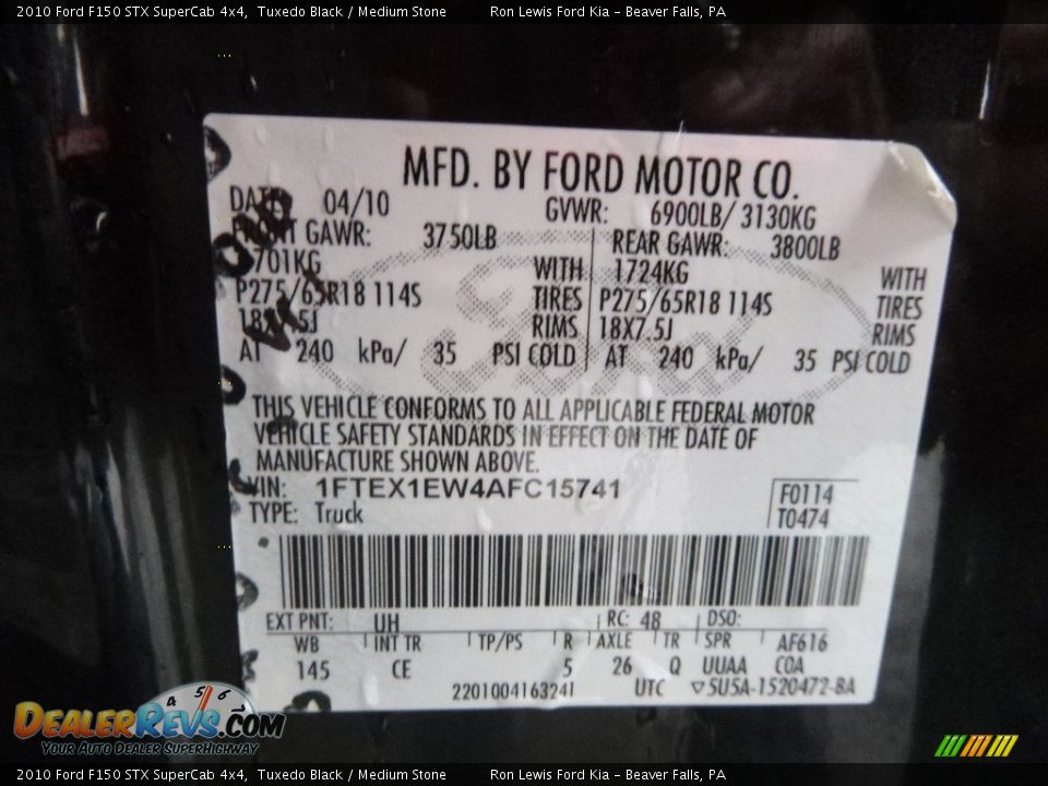 2010 Ford F150 STX SuperCab 4x4 Tuxedo Black / Medium Stone Photo #15