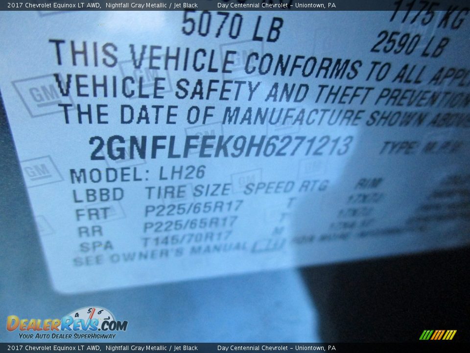 2017 Chevrolet Equinox LT AWD Nightfall Gray Metallic / Jet Black Photo #19