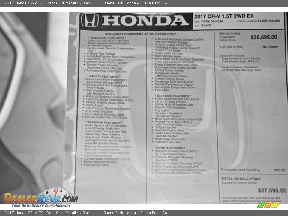 2017 Honda CR-V EX Window Sticker Photo #17