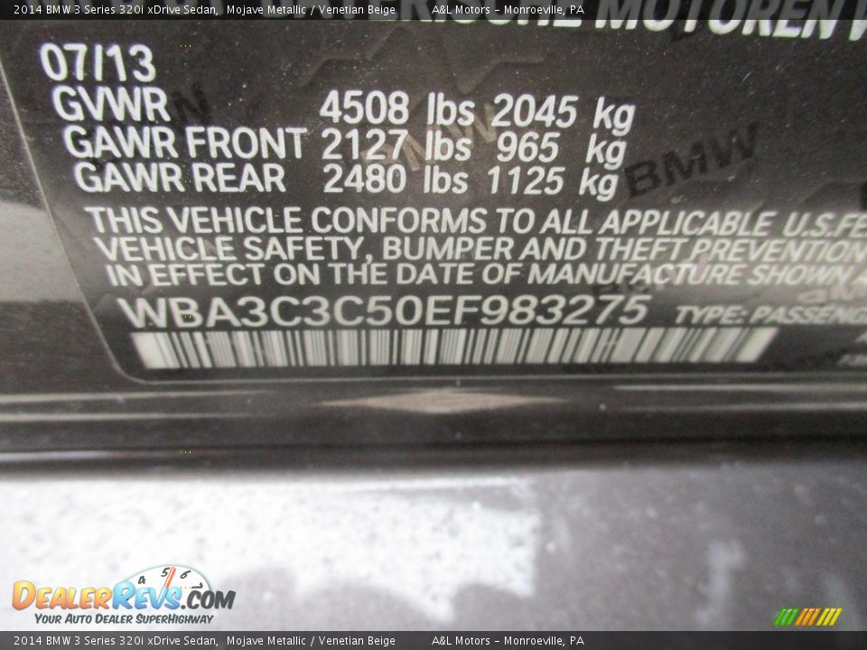 2014 BMW 3 Series 320i xDrive Sedan Mojave Metallic / Venetian Beige Photo #19