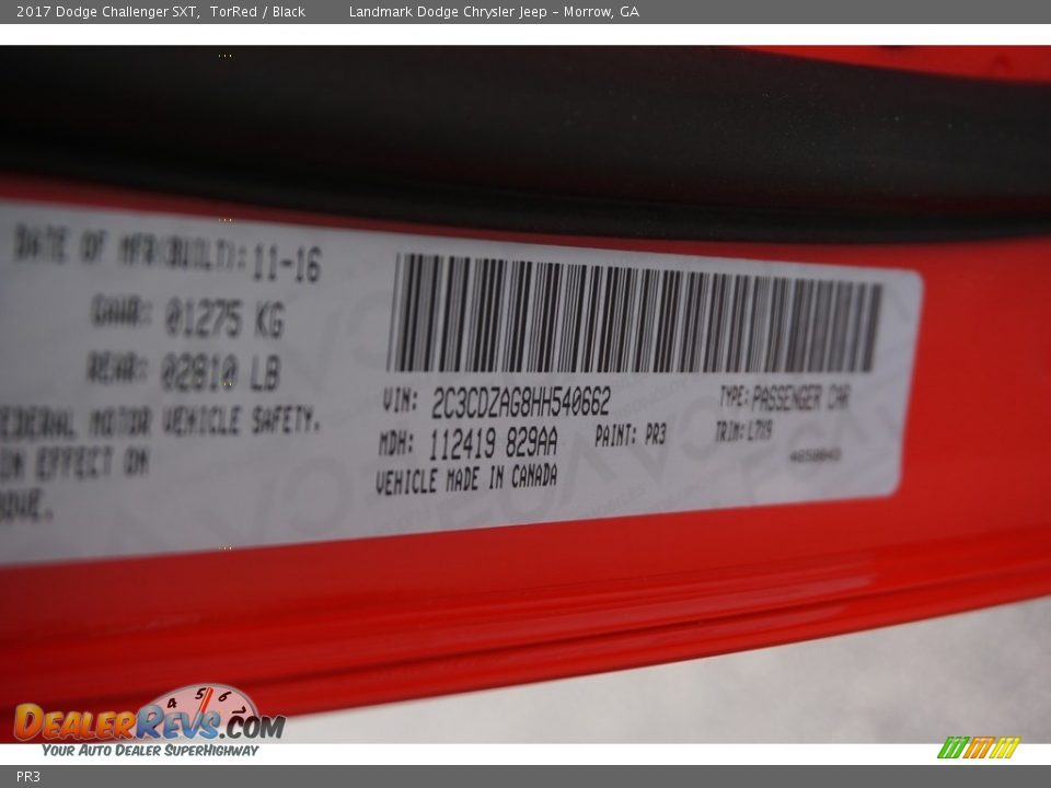 Dodge Color Code PR3 TorRed