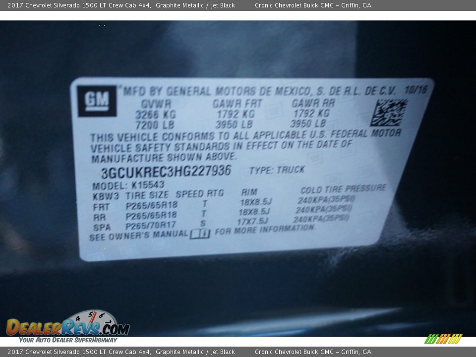 2017 Chevrolet Silverado 1500 LT Crew Cab 4x4 Graphite Metallic / Jet Black Photo #15