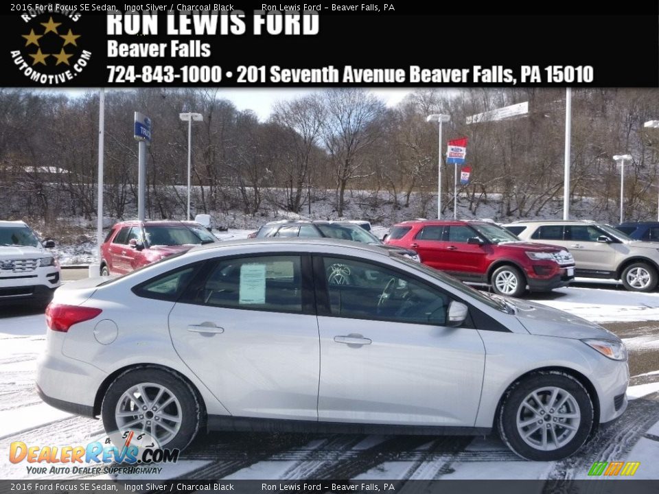 2016 Ford Focus SE Sedan Ingot Silver / Charcoal Black Photo #1