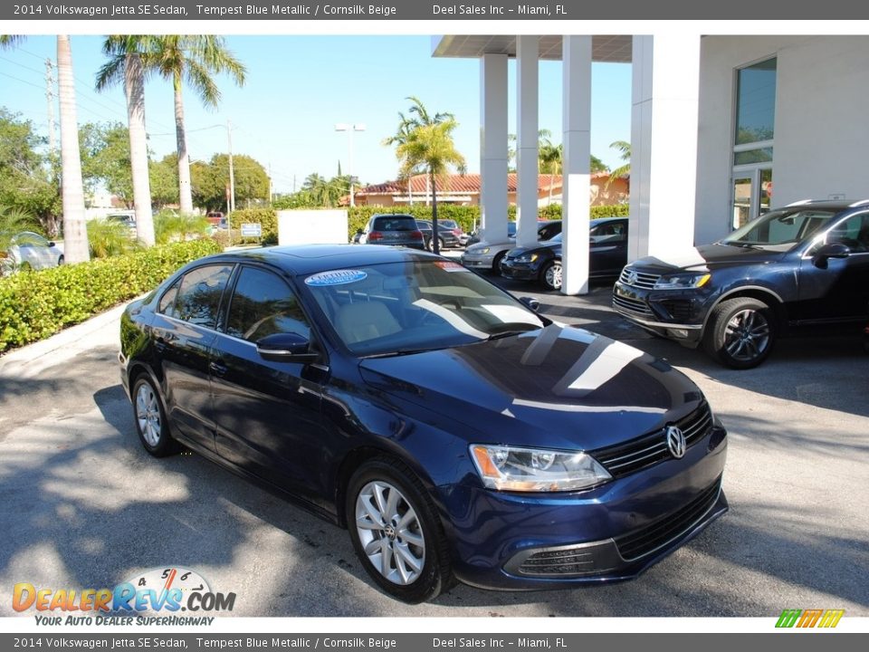 2014 Volkswagen Jetta SE Sedan Tempest Blue Metallic / Cornsilk Beige Photo #1