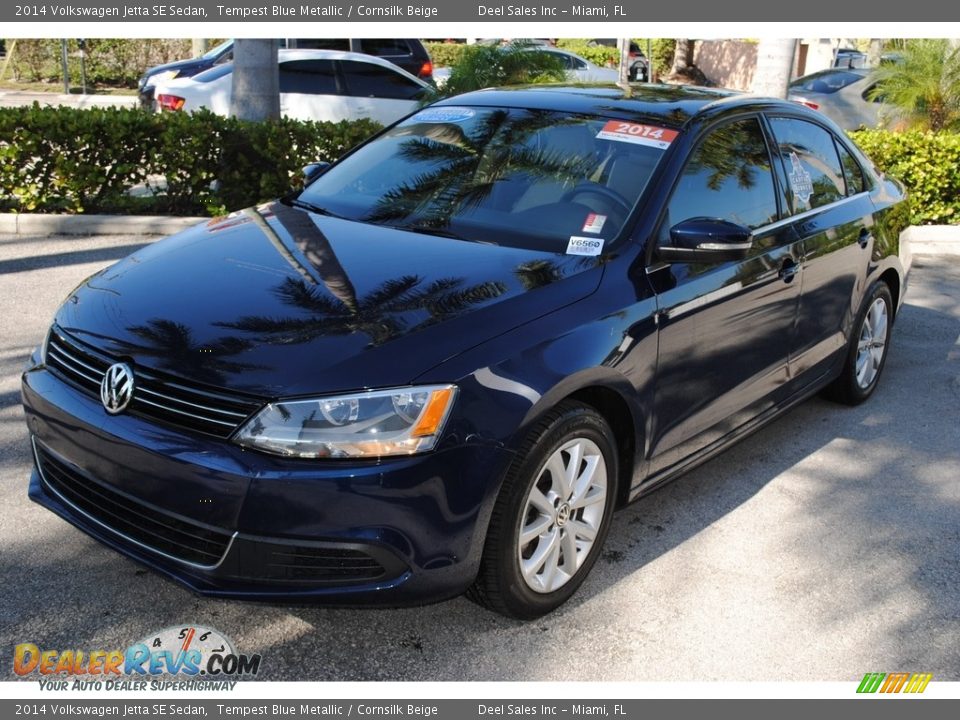 2014 Volkswagen Jetta SE Sedan Tempest Blue Metallic / Cornsilk Beige Photo #4