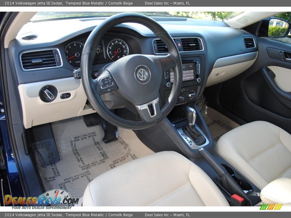 2014 Volkswagen Jetta SE Sedan Tempest Blue Metallic / Cornsilk Beige Photo #16