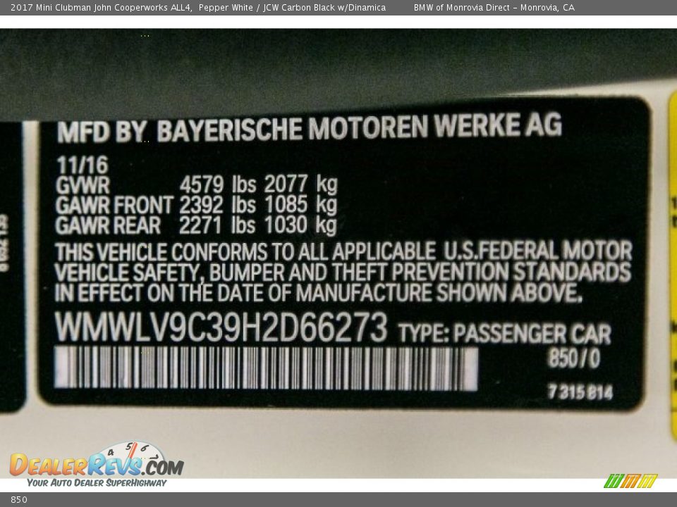 Mini Color Code 850 Pepper White