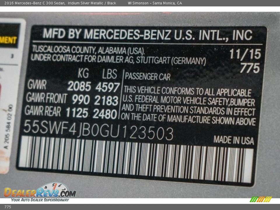 Mercedes-Benz Color Code 775 Iridium Silver Metallic