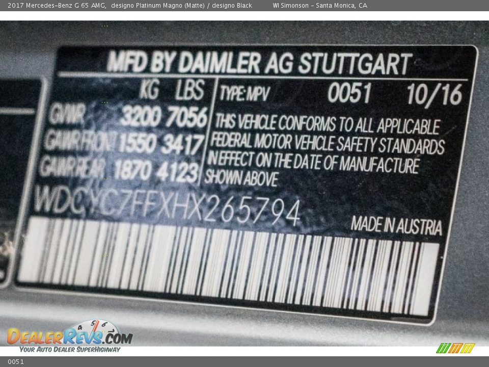 Mercedes-Benz Color Code 0051 designo Platinum Magno (Matte)