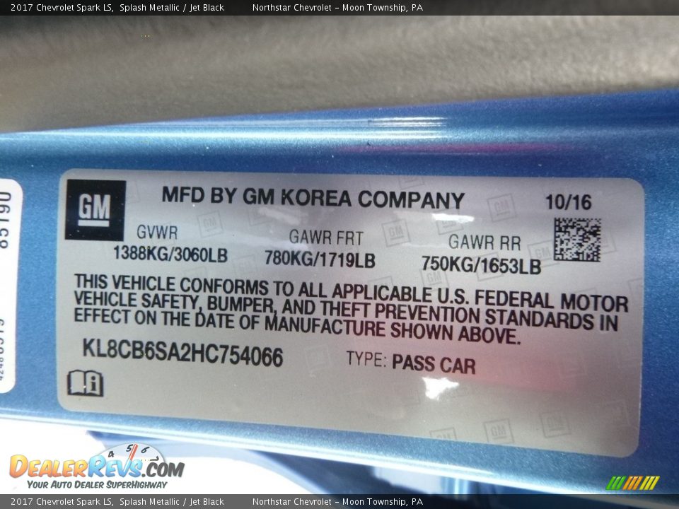 2017 Chevrolet Spark LS Splash Metallic / Jet Black Photo #16